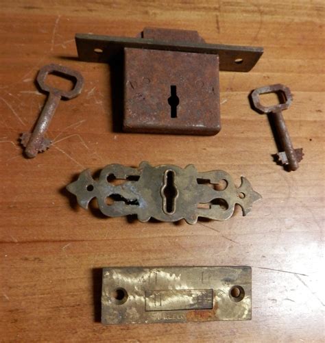 antique metal lock box|old desk drawer locks.